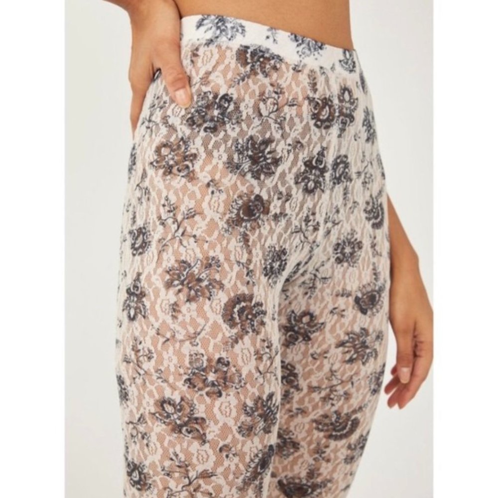 COPY - Free People Intimately Layered In Lace Sheer Legging Ivory Combo Black F…